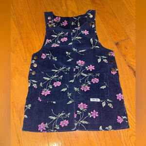 Little Girls Corduroy Floral Overall Dress Size 4/5